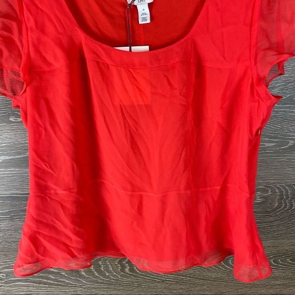 Lewit Red Poppy Silk Blouse NWT - Picture 2 of 11